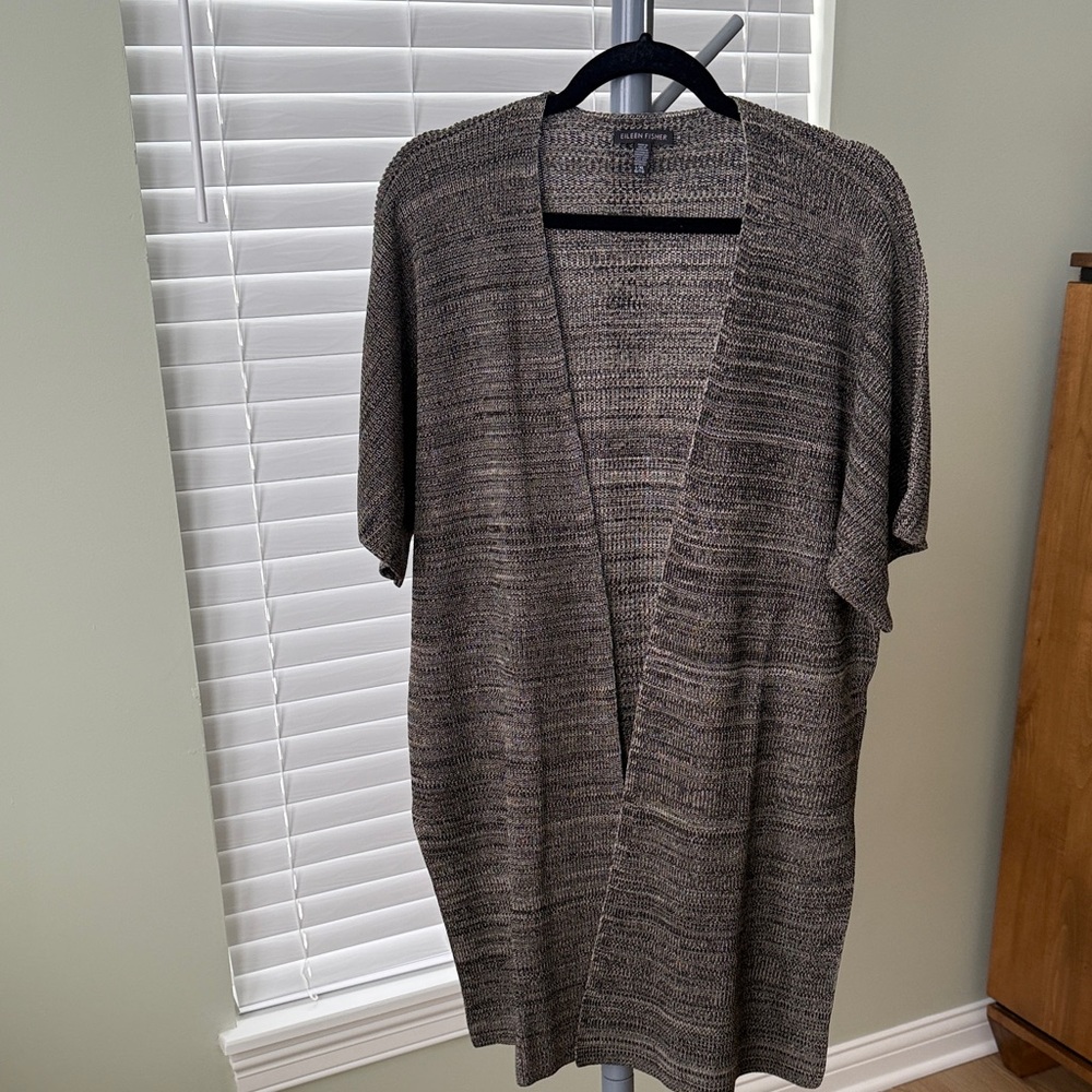 Eileen Fisher Black and Cream Knit Cardigan